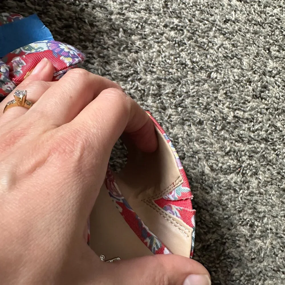 Copper Key, patterned floral platform slip on sandals - Picture 7 of 7